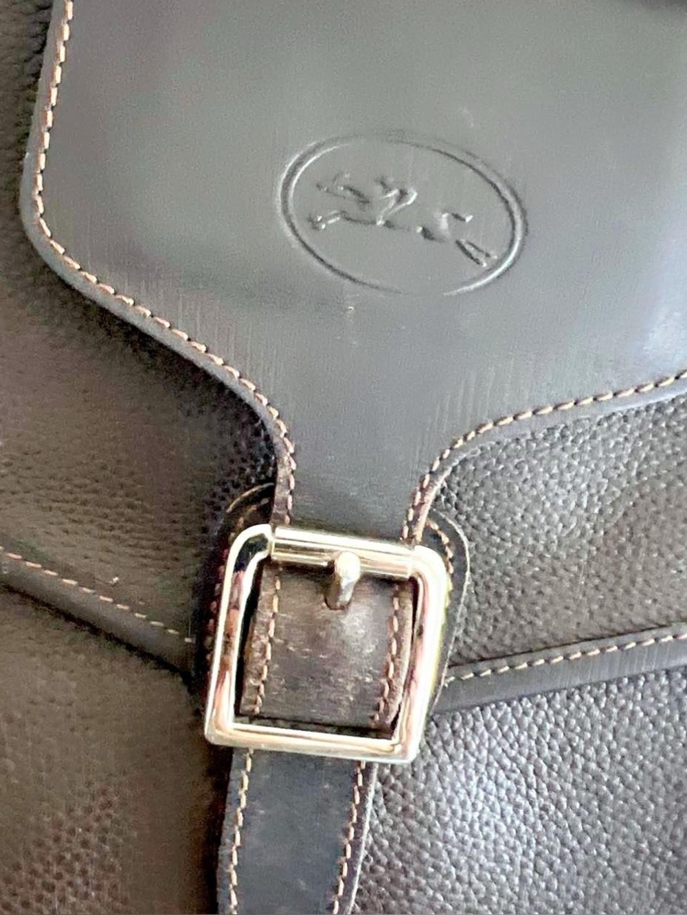 Vintage Longchamp Brown Leather Briefcase with pebbled texture #business #profe - Picture 3 of 7